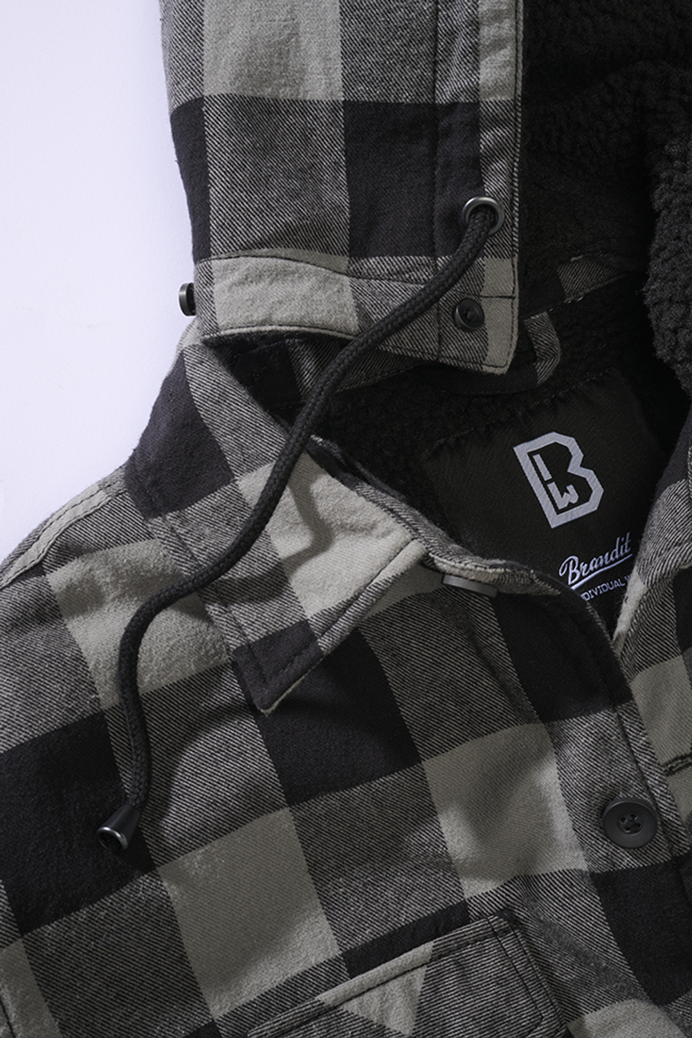 Brandit LUMBER JACKET HOODED black+charcoal