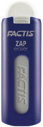 Ластик выдвижной FACTIS ZAP (Испания), 75x7x8 мм, белый, пластиковый корпус ассорти, PTF1130