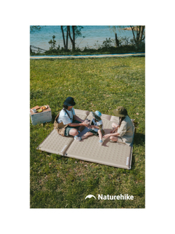Коврик самонадувающийся Naturehike двойной 200х130х6 см, с подушками, бежевый