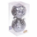 Новогодние шары 10 см (набор 2 шт) «Рельеф», серебро