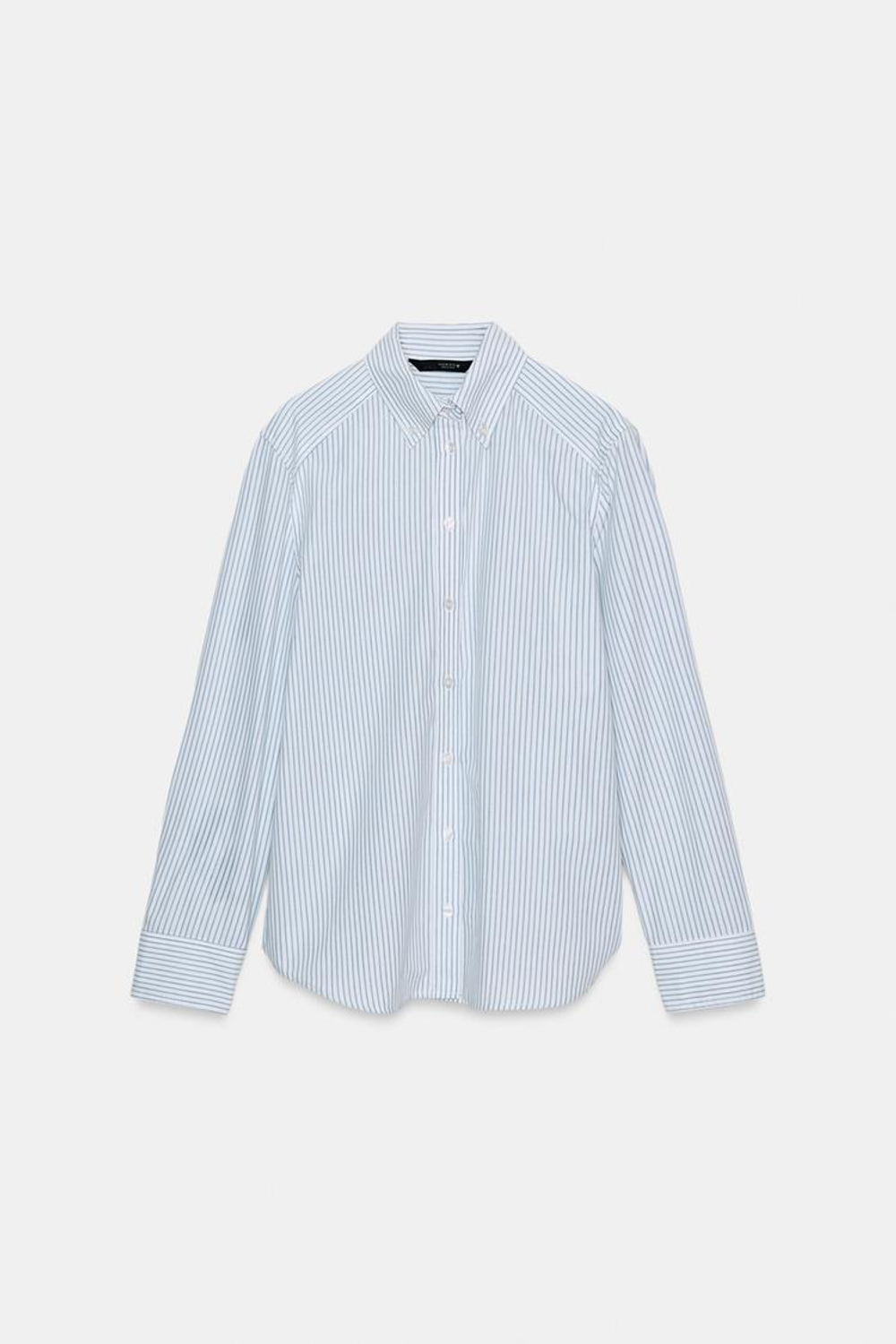 ZARA РУБАШКА ИЗ ПОПЛИНА В ПОЛОСКУ, СИНИЙ/БЕЛЫЙ
