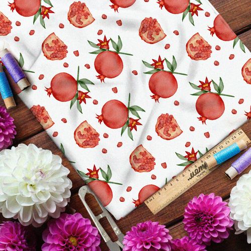 Ткань сатин мелкие акварельные гранаты