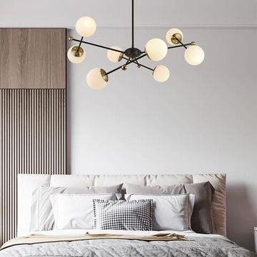 6581/6 MODERNI LN26 174 черный, золотой/белый металл  /стекло Люстра потолочная E14 6*40W 220V MELODY