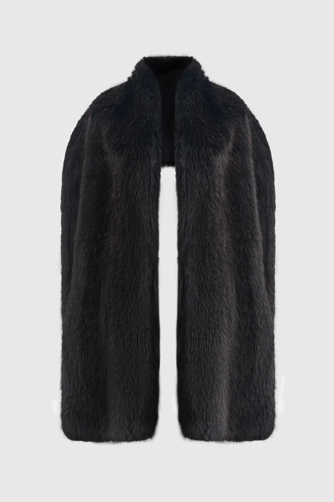 Шарф из экомеха темно-коричневый