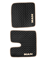 Ковры MAN TGX с 2-мя ящиками (автомат) (экокожа, черный, бежевый кант, бежевая вышивка)