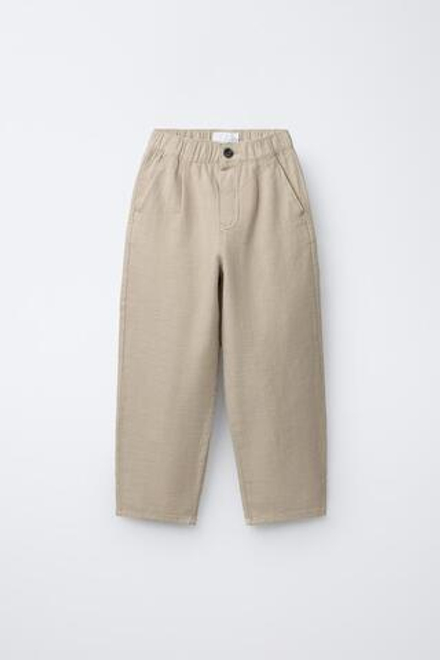 ZARA БРЮКИ ПРЯМОГО КРОЯ, БЕЖЕВЫЙ