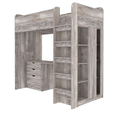 Кровать-чердак КарИВи Polini Simple с письменным столом и Шкаф КарИВиом Бетон Бетон