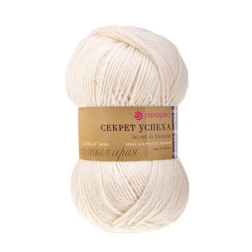 Пряжа Пехорка "Секрет успеха" 100% шерсть 250м/100гр, Кол-во 5 шт Цвет: (01-Белый)