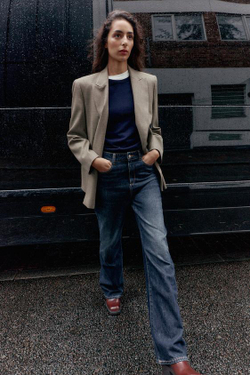 ZARA ДЖИНСЫ Z.04 STRAIGHT FULL LENGTH С ВЫСОКОЙ ПОСАДКОЙ, СИНИЙ