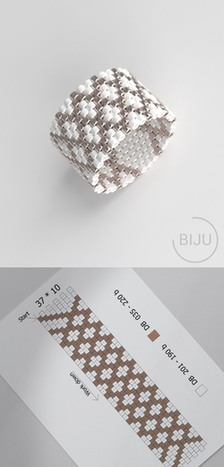 Схема кольца из бисера, узор PEYOTE, мозаичное плетение, четный счет, узор пейот из Miyuki Delica 11/0, файл PDF, RING_21