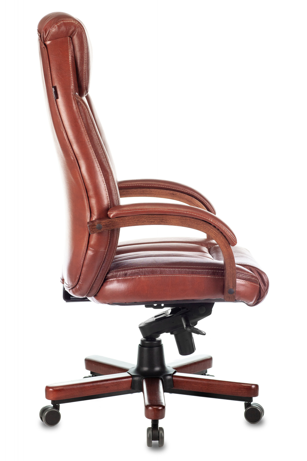 Кресло руководителя Бюрократ T-9922WALNUT, черный, кожа крестов., металл/дерево