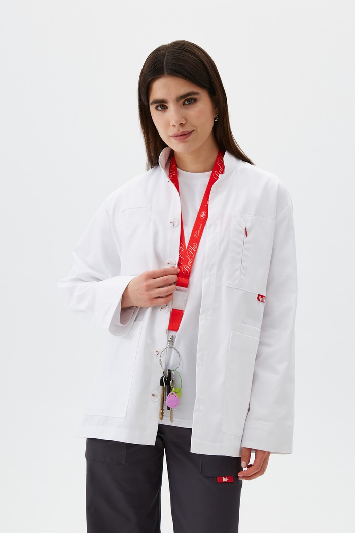 Халат укороченный медицинский унисекс Френч, белый