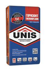 Стяжка для пола UNIS ГОРИЗОНТ THERMOFLOOR теплосберегающая армированная легкая 20 кг