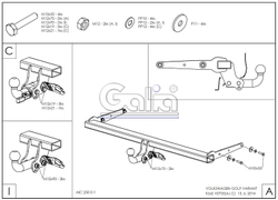 Фаркоп оцинкованный Galia V073C для Volkswagen Golf VII универсал 2WD/4WD 2013-(паспорт и сертификат в комплекте)(без электрики)