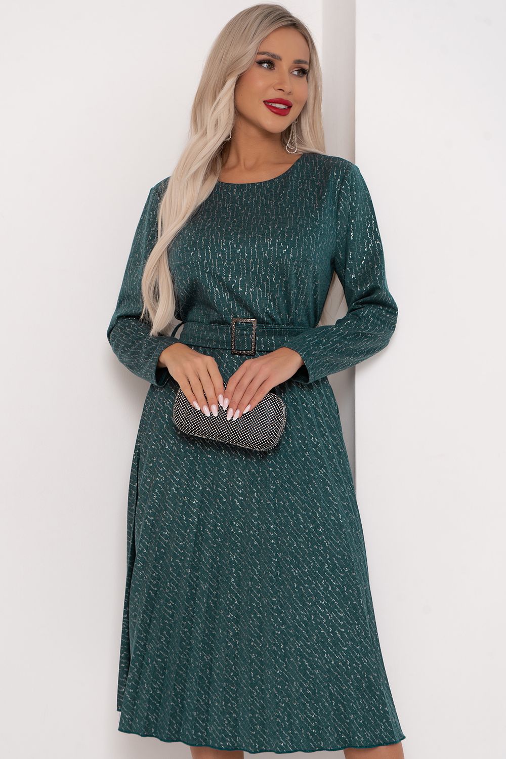 Платье с юбкой-плиссе (морская волна) Р11-2009/4 Nikol