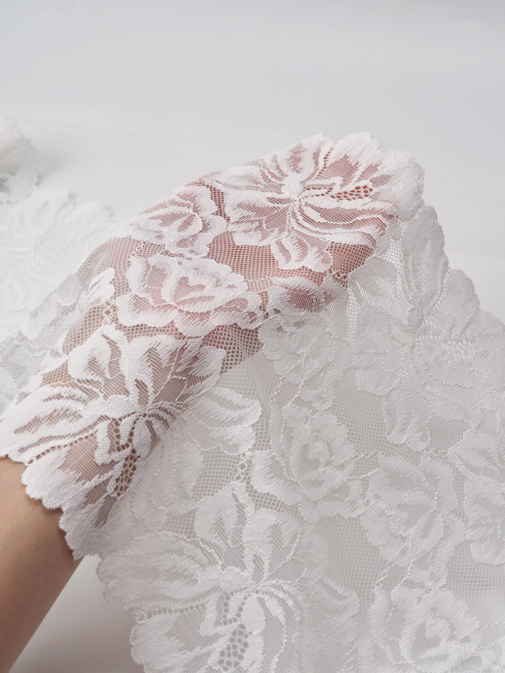 Эластичное кружево теплое белое ширина 22 см