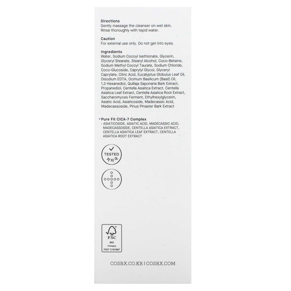 CosRx, Pure Fit, Cica, очищающее средство, 150 мл (5,07 жидк. унции)