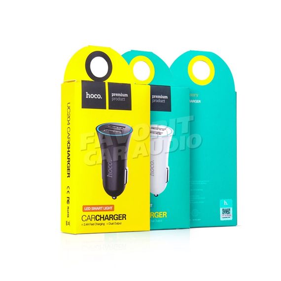 АЗУ 2USB HOCO UC204 1000mA 2400mA пластик белый
