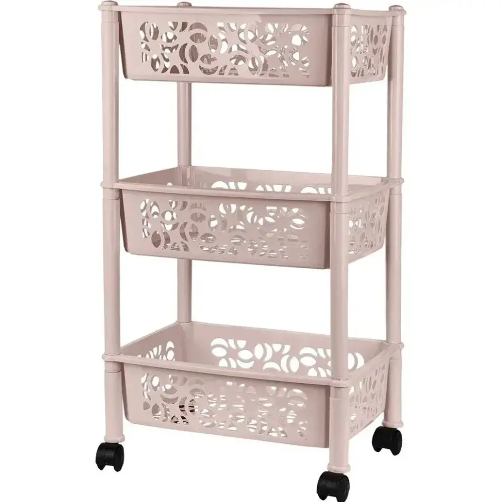 Этажерка Keeplex Light на колесиках трехсекционная прямоугольная 37х16см бежевый топаз