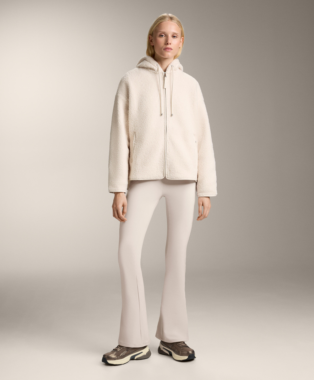 Oysho Куртка из искусственной овчины с капюшоном, экрю