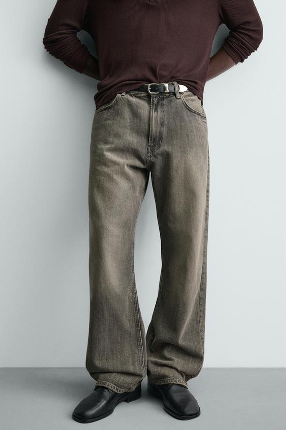 ZARA ДЖИНСЫ СВОБОДНОГО КРОЯ, КОРИЧНЕВЫЙ