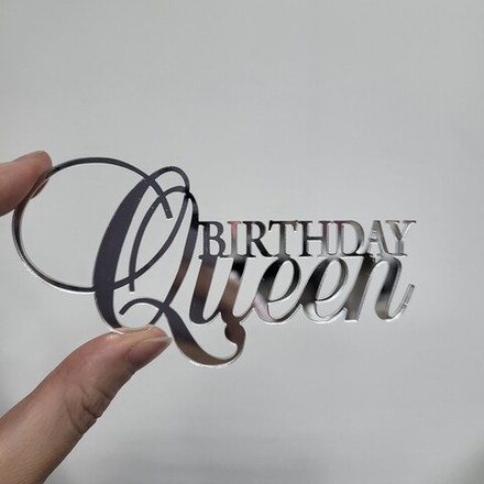 Топпер Birthday Queen (Серебро, Боковина)