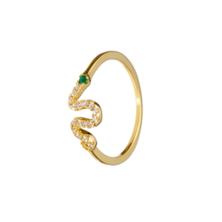 Кольцо на фалангу, змея в камнях