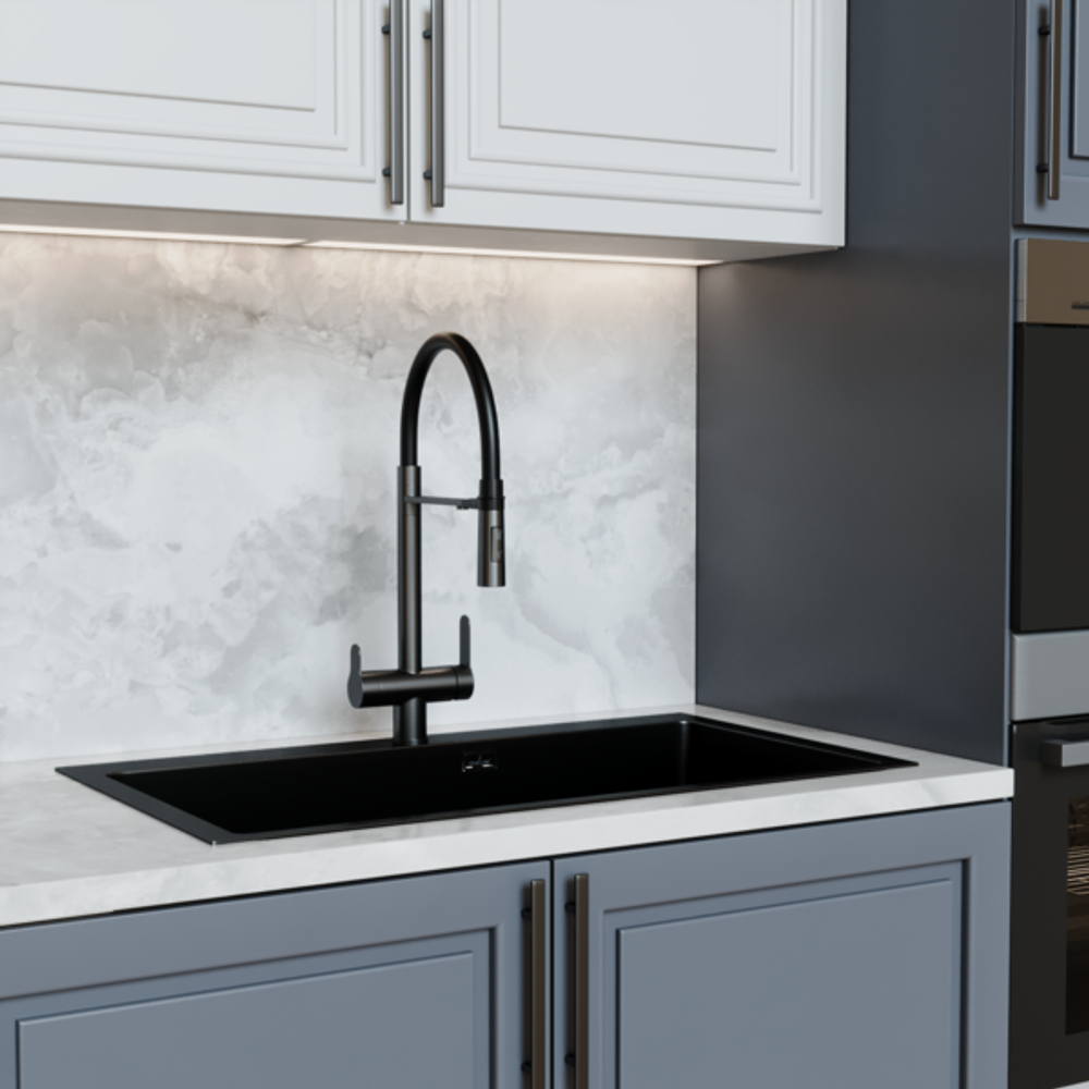Смеситель для кухни 35k MIXLINE MLSS-0401BL черный гиб. излив магнит, подкл.к фильтру, ЧЕРНЫЙ ГРАФИТ