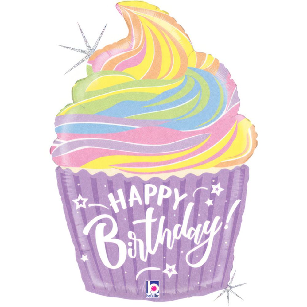 Gr 27 Радужный капкейк / Pastel Birthday Cupcake / 1 шт.