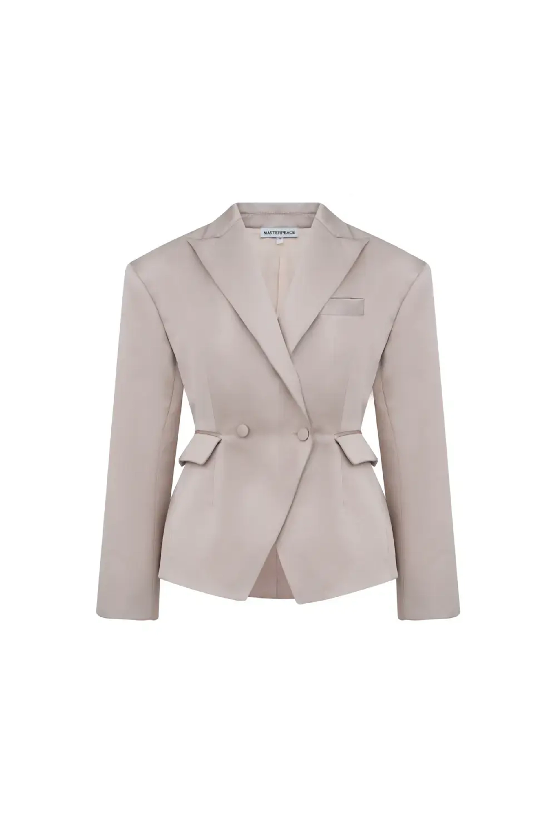 Жакет-смокинг атласный жемчужный