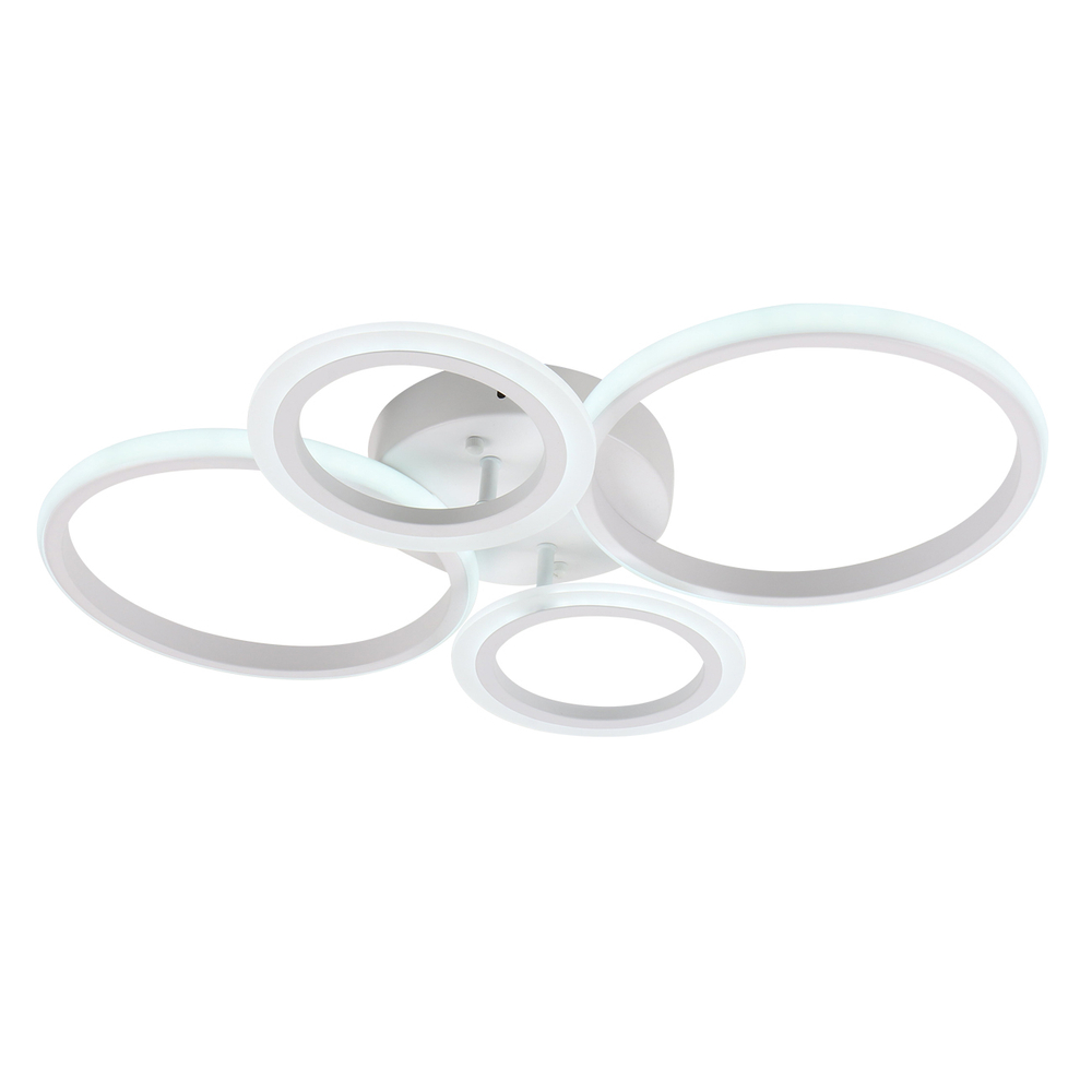 Потолочный светодиодный светильник 65Вт, 4720лм, 3000-6500K, Ra>80, плавная регулировка мощности, изменение цветовой температуры, ночник, пульт, металл/акрил, белый