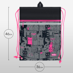 Мешок для обуви 1 отделение Berlingo "Happy Cats", 360*460мм, вентиляционная сеточка , светоотражающая лента, карман на молнии