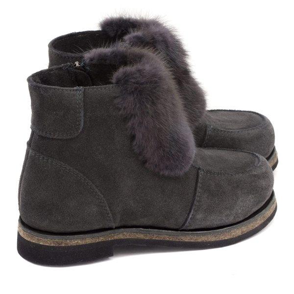 Унты-ботиночки женские из замши и меха ондатры