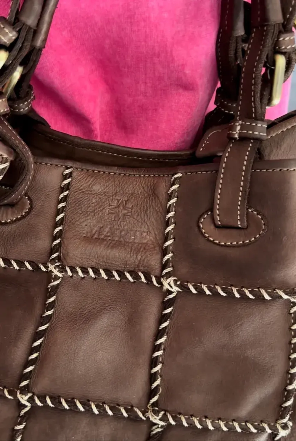 Женская сумка из натуральной винтажной кожи коричневого цвета