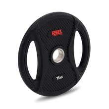 Диск олимпийский обрезиненный с двумя хватами 15 кг REBEL