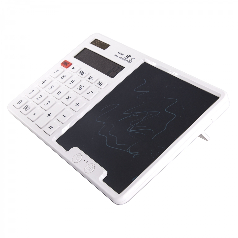 Калькулятор с графическим планшетом Alingar 12 разрядов, 245*158*15 мм, белый, выдвижная подставка, 2 стилуса, батарея АААх2 не в комплекте