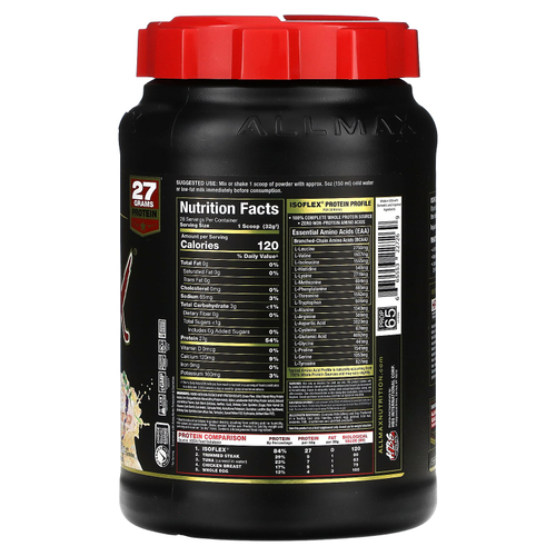 ALLMAX, ISOFLEX®, чистый изолят сывороточного протеина, праздничный торт с посыпкой, 907 г (2 фунта)