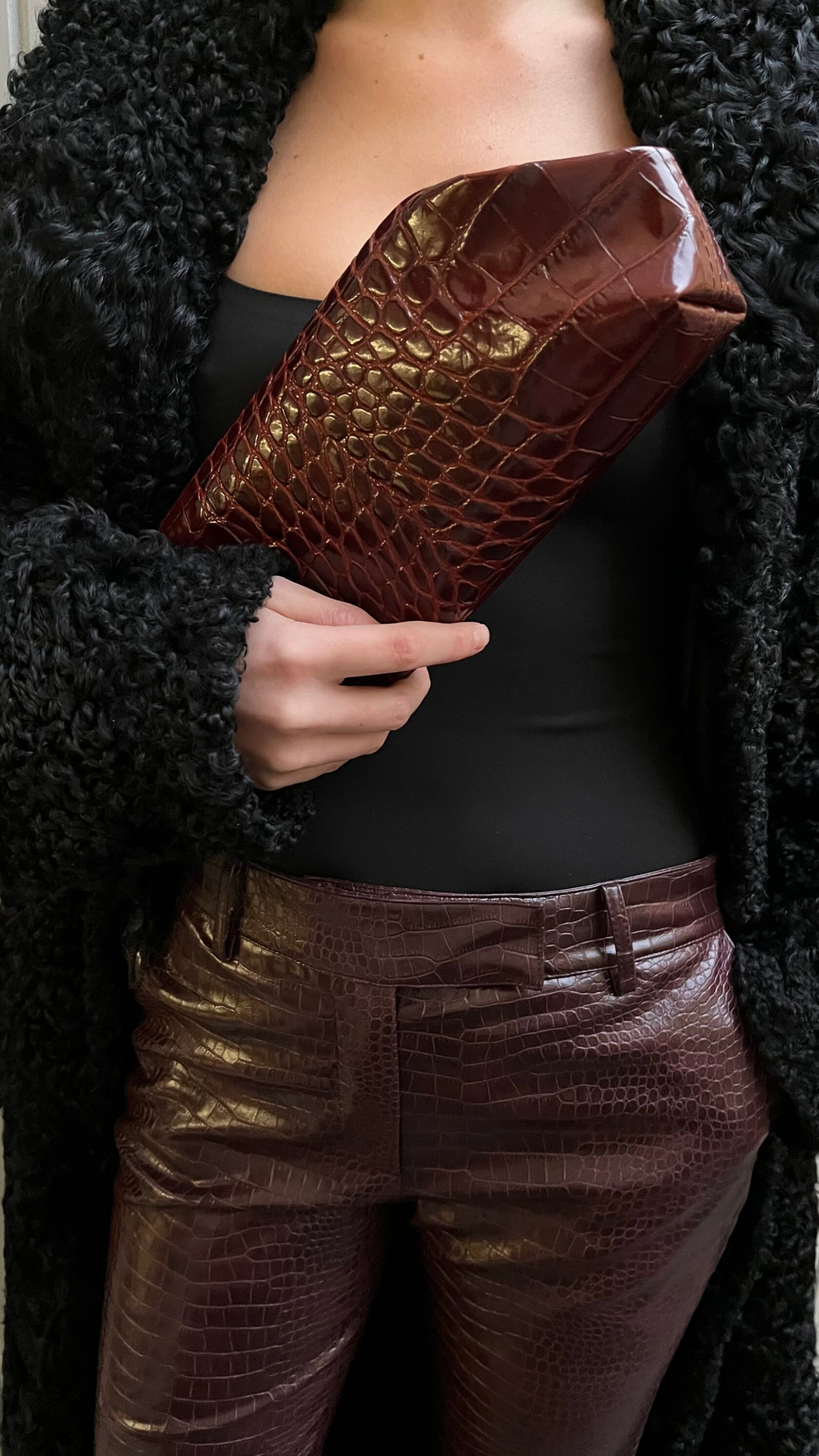 Сумка Эклер кроко бордо