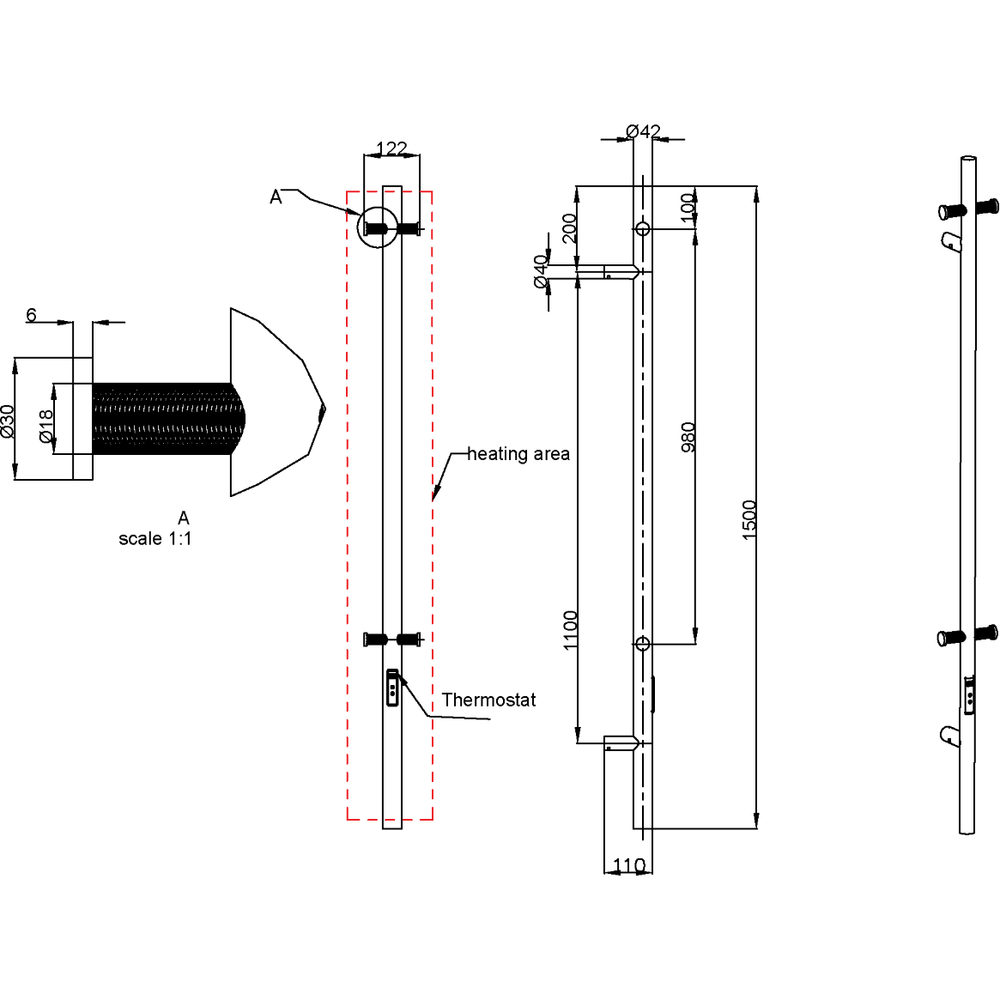Полотенцесушитель электрический Boheme Uno 726-CB, COPPER BRUSH