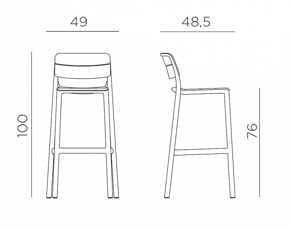 Стул пластиковый барный Nardi Cassia Stool, бургунди
