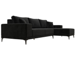 Диван угловой Льюес правый, Черный, Велюр, 122401