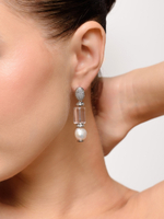 Серьги "Tube pearl shine" Silver