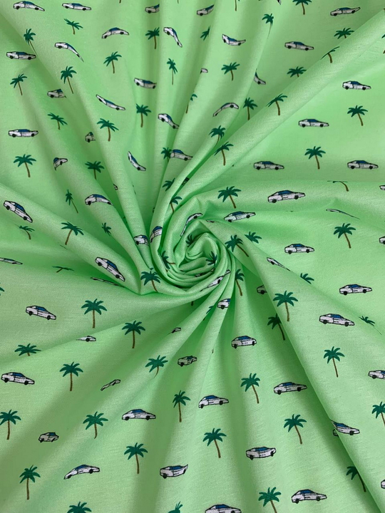 Трикотаж хлопок принт салатовый #51