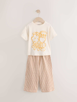 Футболка и брюки в комплекте для девочки Next E51-373, Молочный, Бежевый