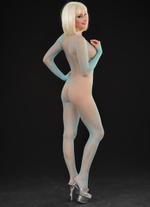 Женский кэтсьюит из мелкой сетки с глубоким вырезом