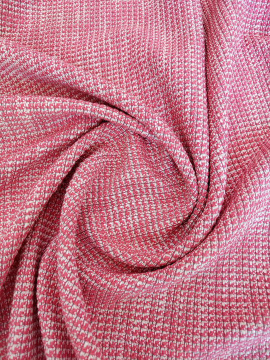 Твид шанель, меланж, розовый/молочный, хлопок, вискоза