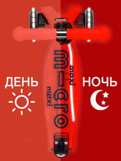 Самокат Maxi Micro Deluxe Glow Plus (светящийся) LED красное сияние