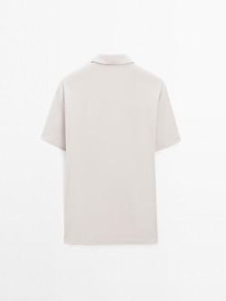 Massimo Dutti Рубашка-поло с короткими рукавами и застежкой на кнопки, цвет льда