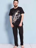 Трикотажный комплект с автопринтом (Размер: M) (Цвет: черный)