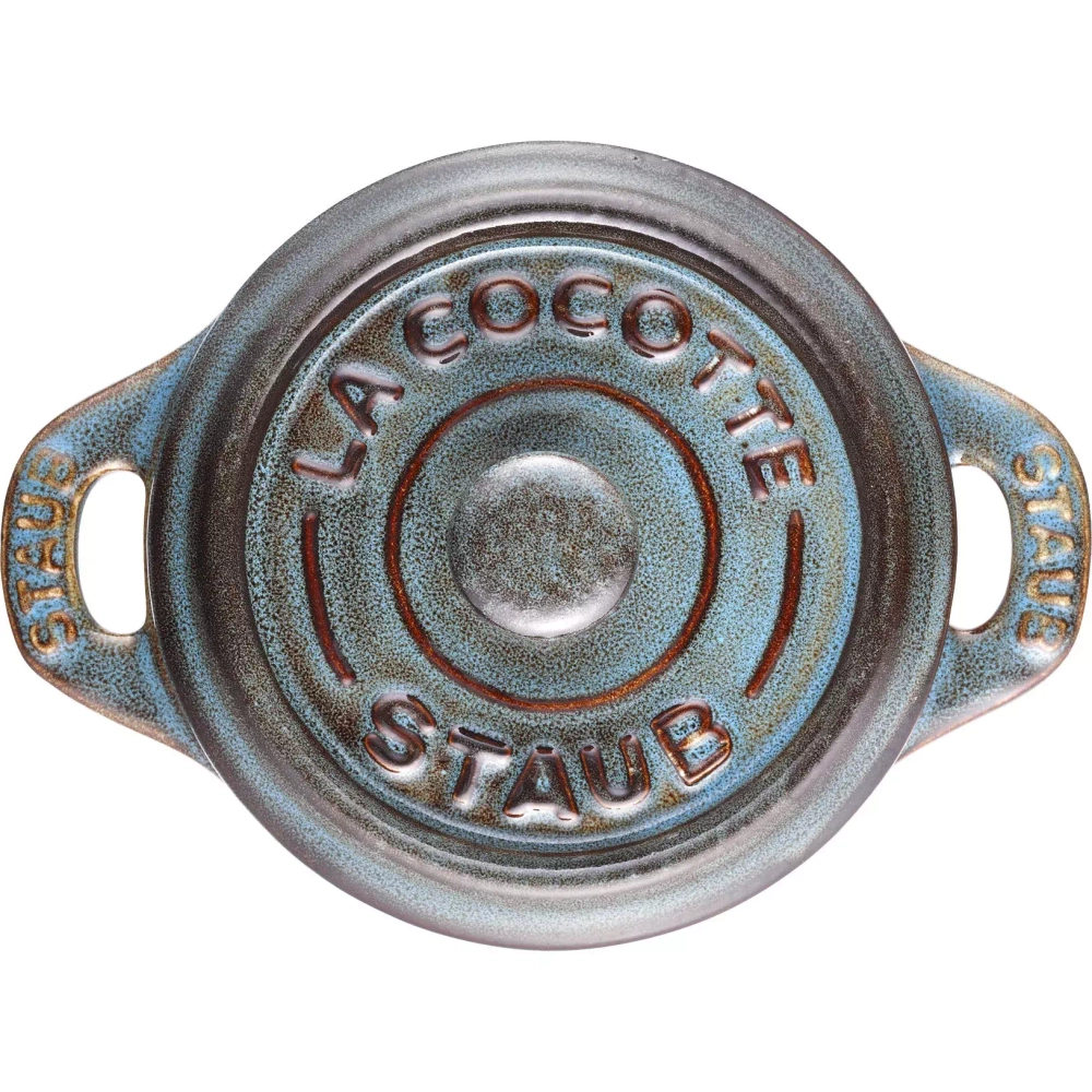 STAUB - Набор из 4 мини-кокотниц 200мл 10см античная бирюза / артикул   40508-159-0  / GTIN 3272340049965